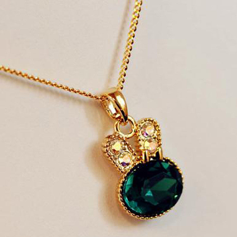 XL023 European fashion jewelry exquisite minimalist sea green rabbit lovely crystal pendant necklace women jewelry