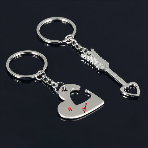 Novelty arrow Chaveiro Couple Keychain Lovers Heart Key Chain Ring Llaveros Casual Trinket Jewelry Valentine's Day Wedding Gift