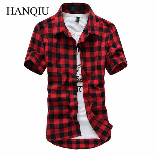 Red And Black Plaid Shirt Men Shirts 2017 New Summer Spring Fashion Chemise Homme Mens Dress Shirts Short Sleeve Shirt Men