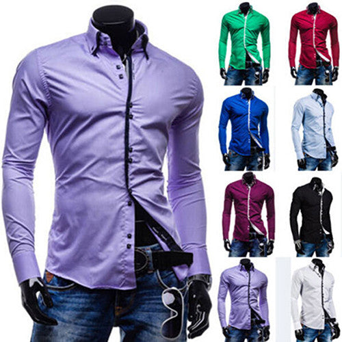 Fashion Men Luxury Casual Stylish Slim Fit Long Sleeve Casual Dress Shirt