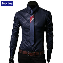 Men Shirt Twill Mens Long Sleeve Lapel Turn Down Collar Business Casual Dress Shirt Slim Fit Camisa Social Masculina Chemise Top