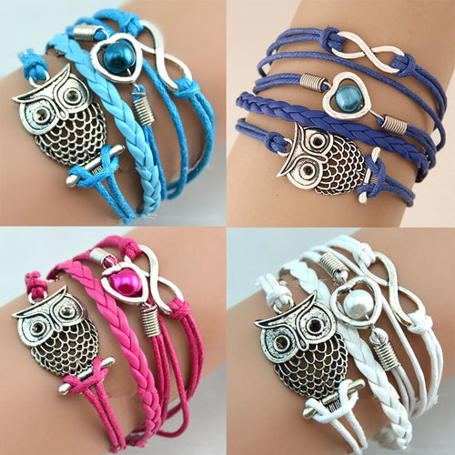 Hot 1 Pc Women Lady Fashion Infinity Friendship Multilayer Charm Leather Bracelets Jewelry Gift