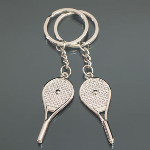 Latest silver Tennis racket Love Keychain Fashion men women lover Keyring Couple Key Chain jewelry Valentine's Day Gift