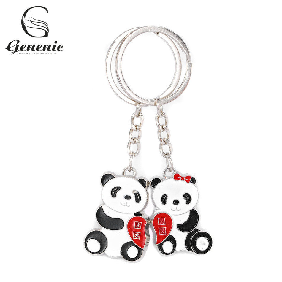 1 Pair Lover Gift Panda Couple Keyring Keyfob Valentine's Day Keychain Ring Cute Jewelry