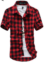 Red And Black Plaid Shirt Men Shirts 2017 New Summer Spring Fashion Chemise Homme Mens Dress Shirts Short Sleeve Shirt Men