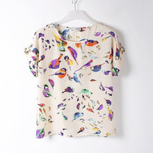 New Sexy Women Colorful Birds Chiffon shirt Batwing Loose Blouse Casual Tops #00225