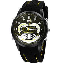 OTS New Men Fashion Wristwatches Luxury Famous Brand Men's Leather PU Strap Watch Waterproof LED Digital Sports Watches