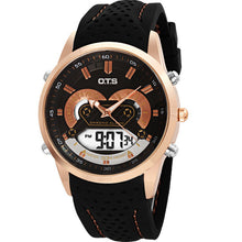 OTS New Men Fashion Wristwatches Luxury Famous Brand Men's Leather PU Strap Watch Waterproof LED Digital Sports Watches