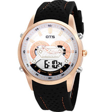 OTS New Men Fashion Wristwatches Luxury Famous Brand Men's Leather PU Strap Watch Waterproof LED Digital Sports Watches