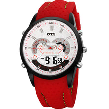 OTS New Men Fashion Wristwatches Luxury Famous Brand Men's Leather PU Strap Watch Waterproof LED Digital Sports Watches