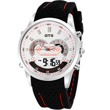 OTS New Men Fashion Wristwatches Luxury Famous Brand Men's Leather PU Strap Watch Waterproof LED Digital Sports Watches