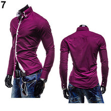 Fashion Men Luxury Casual Stylish Slim Fit Long Sleeve Casual Dress Shirt