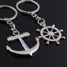 STATWORLD 1 pair Couple Love Navy Style Anchor Rudder Rhinestone Alloy Key Chain Ring Keychain 2016 NEW keyring