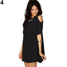 Women's Fashion Summer Sexy Off Shoulder Chiffon Short Sleeve T-Shirt Tops Mini Dress