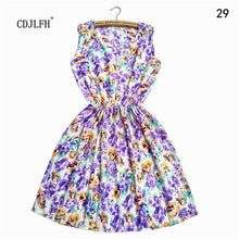 Brand Fashion Women New Apricot Sleeveless Round Neck Florals Print Pleated Dress 2015 Saias Femininas Summer Clothing