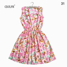 Brand Fashion Women New Apricot Sleeveless Round Neck Florals Print Pleated Dress 2015 Saias Femininas Summer Clothing