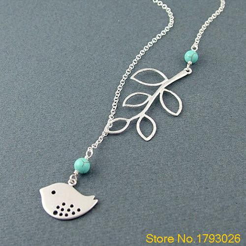 Charm Branch Cross Leaf Bird Cross Pendant Women Chain Necklace for Office Lady 4TXN