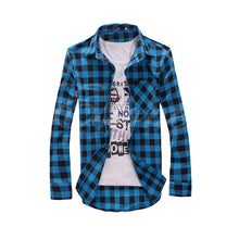 Korean Style Mens Stylish Slim Fit Casual Plaid Check Shirt WY2703