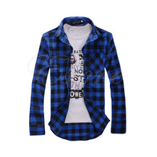 Korean Style Mens Stylish Slim Fit Casual Plaid Check Shirt WY2703