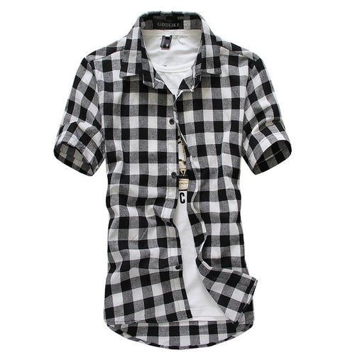 Red And Black Plaid Shirt Men Shirt Summer Style New Chemise Hommer Casual Mens Dress Shirts Fashion Camisa Social Shirt Men