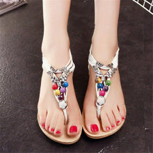 Women Sandals Shoes Woman Summer Ankle Flat Shoe Strap Bohemia Sweet Beaded Ladies Shoes Hot Sale Sandalias Mujer Black White