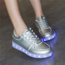 Adult Shoes led Fashion High quality LED Shoes Men With Colorful Luminous Man Light Up Unisex Flat White Silver Midnight CX033