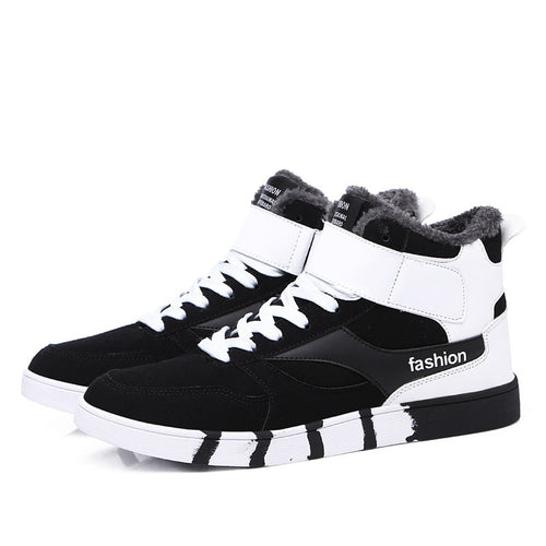 Men Shoes New Autumn Fashion Men Casual Shoes Lace-up Warm Brand Winter Shoes Mixed Color High Top Flat with Mens Shoes