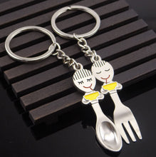 2 pcs Fork spoon couple Lover Key Chain Keyfob Couples Romantic Keychain  Car Key Ring For Valentine's Day Day Gift  17307