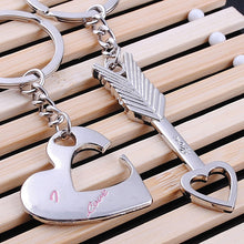 1pair New Lovers Heart Shape Keychain Cupid Arrow Couple Metal Keychain/Ring Love Gift   KQS