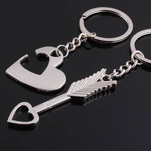 1pair New Lovers Heart Shape Keychain Cupid Arrow Couple Metal Keychain/Ring Love Gift   KQS