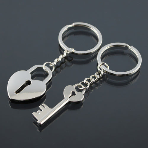 Lock Key Keychain Cute Heart Lovers Gift Couples Romantic Key Chain Ring Cover Holder Trinket Chaveiro Llavero Brelok Anahtarlik