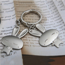 1Pair Men Women Valentine Alloy Lover Key Ring Baseball Cap Envelope whistle rabbit Shape Couple Keychain 15 Styles