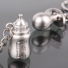 1 Pair New Fashion Lovely Mini Feeding Bottle & Nipple Keychain Hot Sale Key Ring for Lovers Couple 2017 Valentine's Day Gift