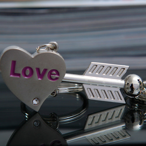 2016 Hot Couple Keychain Lovers Key Chain Ring arrow piercing heart Casual Trinket Jewelry Valentine's Day Wedding Gift YS00041