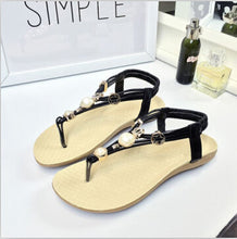 Gamiss Plus Size Women Sandals Summer Women Flat Shoes Beach Flip Flops Comfort Sandals Woman's Beading Decoration Sandals