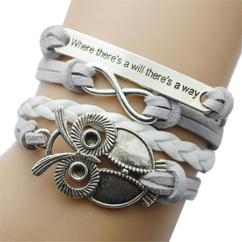 HOT Brand Owl Handmade Leather Braid Fashion Bracelet