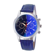 New Arrival Mens Watches Blue Ray Relojes Hombre 2017 Famous Brand PU Leather Quartz Watch Men Sport Business Wrist Watches