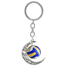 Summer Beach Volleyball picture moon pendant keychain casual sports football basketball rugby tennis golf key chain ring T255