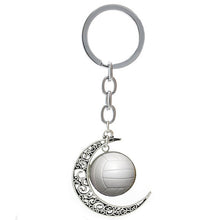 Summer Beach Volleyball picture moon pendant keychain casual sports football basketball rugby tennis golf key chain ring T255