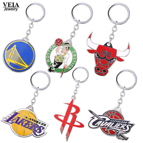 VEIA Jewelry Champion Basketball Teams Warriors Cavaliers Logo Keychain Metal Keychains Basketball Fans Collections Souvenir