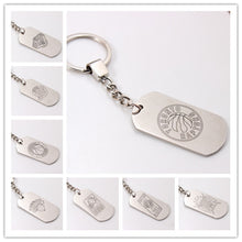 6Pcs/lot Mix Jazz Spurs Kings Suns Kings Pendants Charms Key Chains Stainless Steel Keychain Basketball Men Key Ring