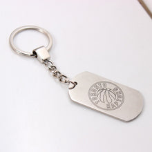 6Pcs/lot Mix Jazz Spurs Kings Suns Kings Pendants Charms Key Chains Stainless Steel Keychain Basketball Men Key Ring