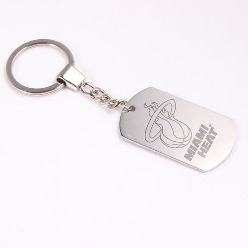 Dog Tag Pendant Heat Team Stainless Steel Keychains Miami Basketball Keyrings Holder Jewelry 10pcs