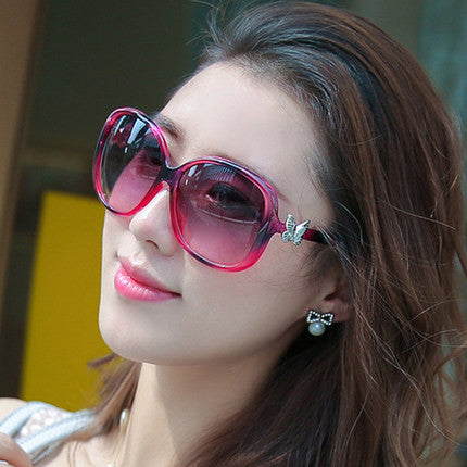 Brand Whole New Women colors Oversized Sunglasses Butterfly decoration blue red black Sun Glasses Sunshades wholesale