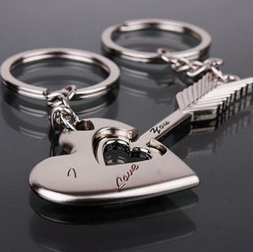 New Trendy Hot Sale 1 Pair Silver Alloy Arrow Bow Love Keyrings Key Chains Lovers Ring Couples keychain Gift #1710337